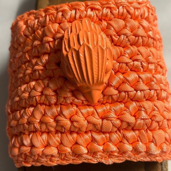 Kurt Geiger London Eagle Crochet Cork Slide Sandals in Orange Size EU40.5-US9.5 - Picture 4 of 5